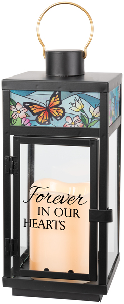 Forever In Our Hearts Stained Glass Top Lantern from Rees Flowers & Gifts in Gahanna, OH
