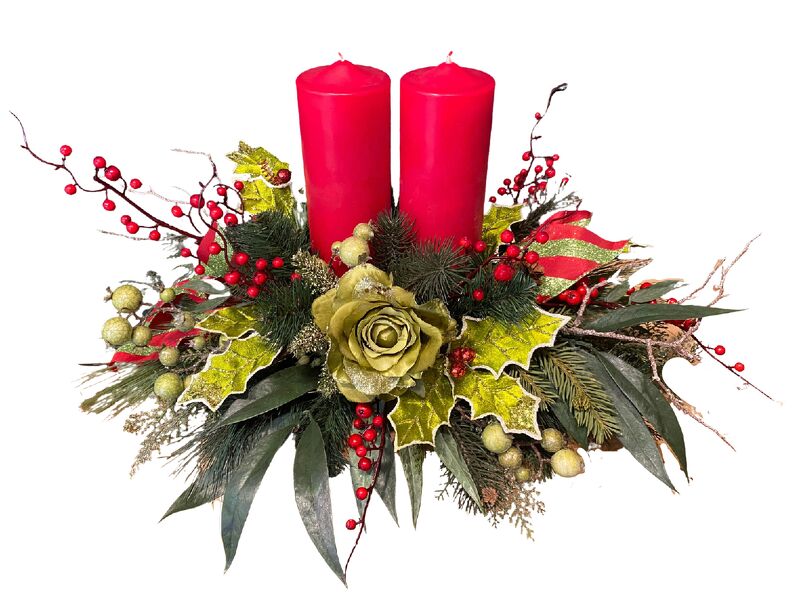 Holly Jolly Silk Centerpiece<br><b>Sale! Save 30%</b> from Rees Flowers & Gifts in Gahanna, OH